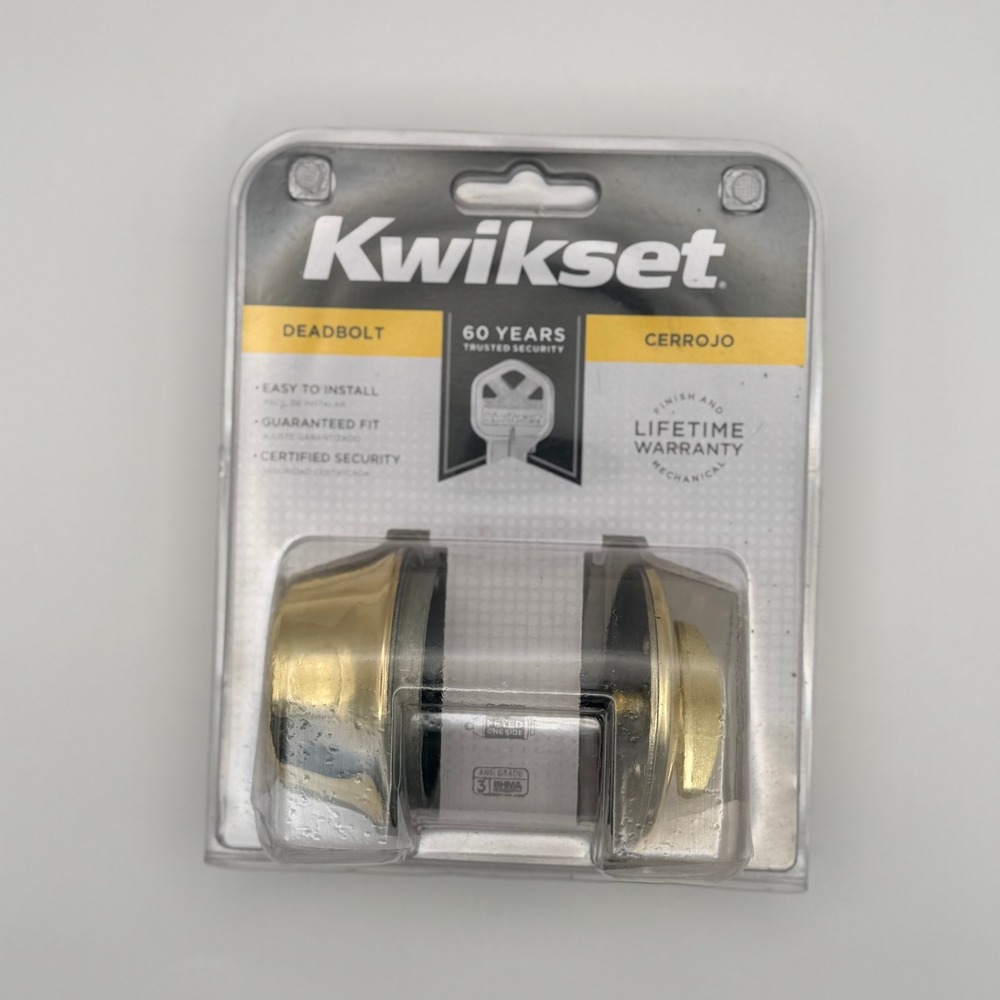 Kwikset 660 Single Cylinder Deadbolt Polished Brass Keyed Entry Lock 96600-419